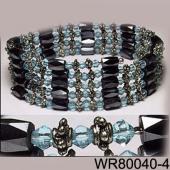 36inch Sky Blue Glass ,Alloy,Magnetic Wrap Bracelet Necklace All in One Set